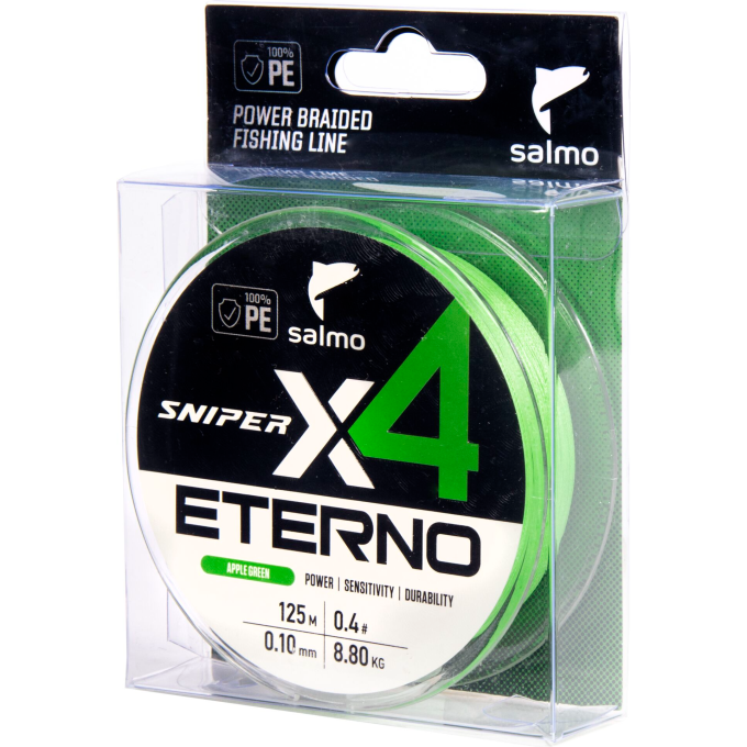 Шнур плетёный SALMO SNIPER х4 ETERNO BRAID Apple Green 125/010 4932-010